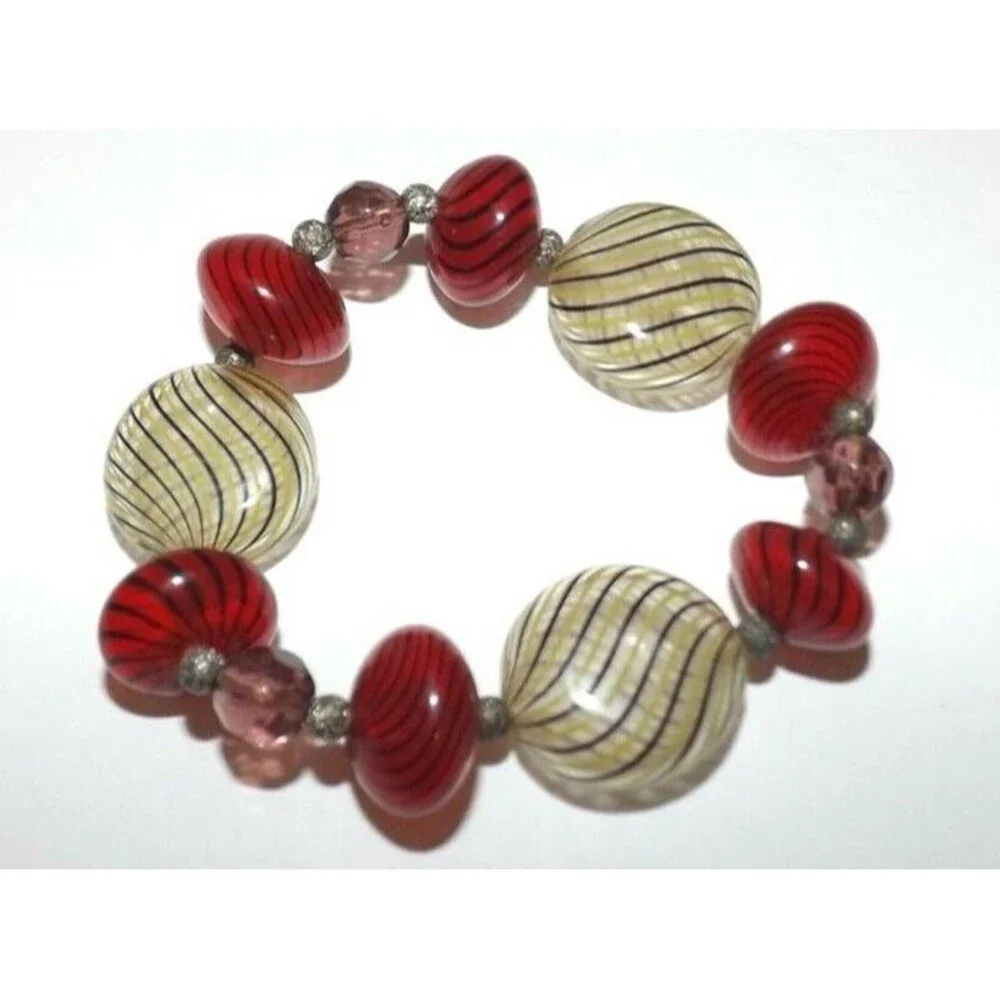 Vintage Venetian Murano Glass Bubbles Beaded Bracelet